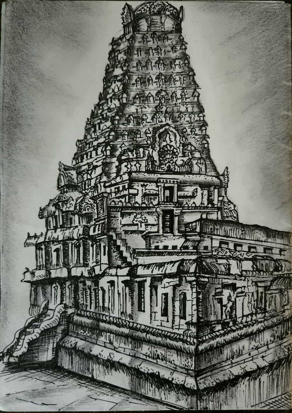 Travel-Sketch-Brihadeshwar-Temple-Tanjore